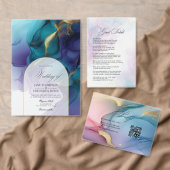 Blue Lilac Gold Alcohol Ink Wedding Guest Details  Begleitkarte (Personalisiere diese Kollektion eines unabhängigen Creators.)