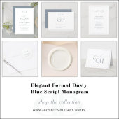 Elegant Dusty Blue Calligraphy Monogram Gästebuch