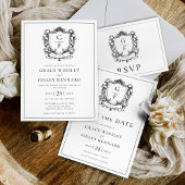 Elegantes französisches Rose Monogram Wappen Weddi Einladung