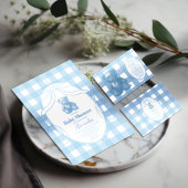 Elegant Gingham French Teddy Bear Baby Shower Serviette