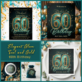 Elegant Chic Teal and Gold 60th Birthday Party Pappteller