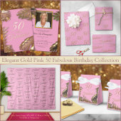 Elegantes Gold Pink Foto 50 Fantastischer Geburtst Weinetikett
