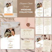 Elegante Gold Script Wedding RSVP Card