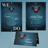 Elegantes gotisches Herz mit Fantasievogel. Planer