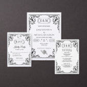Elegante gotische Schwarz-Weiß-Hochzeitmonogramm Save The Date (Personalisiere diese Kollektion eines unabhängigen Creators.)