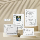 Eleganter Abschluss Schwarz-Weiß-Blumengrenze Einladung