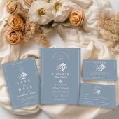 Elegante handgezeichnete Palmenbaumhochzeit Dankeskarte