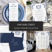 Blaue Vintage-Wappen-Monogramm-Hochzeit