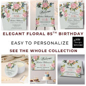 Sticker Elegant handgemalte Blumen zum 85. Geburts