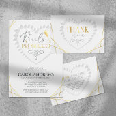 Elegantes Herz Perlen & Prosecco Gold Brautparty Dankeskarte