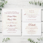 Burgundy Gold Damask Indische Hochzeit retten das Save The Date (Personalisiere diese Kollektion eines unabhängigen Creators.)