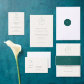 Modern Elegant Outlined Botanical Emerald RSVP Karte (Personalisiere diese Kollektion eines unabhängigen Creators.)