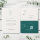 Elegant Emerald Outlined Monogram Wedding Einladungsbanderole (Personalisiere diese Kollektion eines unabhängigen Creators.)