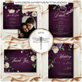 Elegante Lavender & Burgund Blumenzettel Save The Date