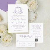 Elegantes Wappen Monogram Lavender Wedding Runder Aufkleber