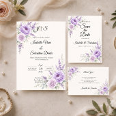 Elegante Lavendel-Blumenhochzeit Save The Date