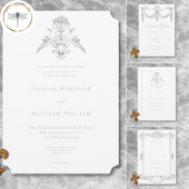 Elegante Light Gray Chinoiserie Cherub Wedding Begleitkarte