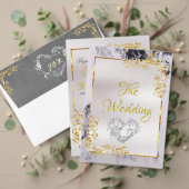 Elegant Marble, White, Gold Frame, Gold Heart Einladung (Personalisieren Sie die Kollektion dieses unabhängigen Creators. Test)