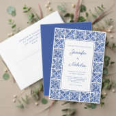 Elegante mediterrane blaue Tiles Wedding Tischnummer (Personalisieren Sie die Kollektion dieses unabhängigen Creators. Test)