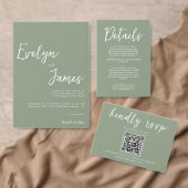 Minimalist Sage Green Modern Unique Wedding Einladung (Personalisiere diese Kollektion eines unabhängigen Creators.)