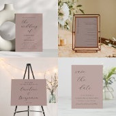 Elegant Mauve Calligraphy Wedding Message Dankeskarte