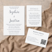Elegante Silber-Grau-Hochzeit mit QR-Code RSVP Karte (Personalisiere diese Kollektion eines unabhängigen Creators.)