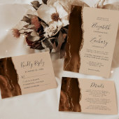 Agate Geode Script Mocha Brown Gold Tan Wedding Serviette