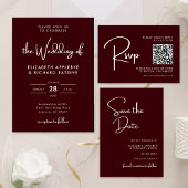 Elegant & Modern Burgundy Wedding Einladung