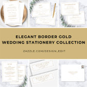 Elegante Minimalistische Grenze Goldene Hochzeit Programm