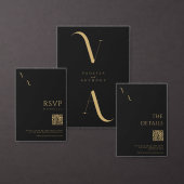 Moderne Minimalistische Schwarz-Gold-Hochzeit Folieneinladung (Personalisiere diese Kollektion eines unabhängigen Creators.)
