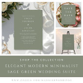 Modernes Minimalistisches Salbeigrün Save The Date