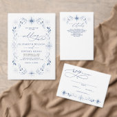 Schneeflocken Blaue Winterhochzeit QR CODE RSVP Karte (Personalisiere diese Kollektion eines unabhängigen Creators.)