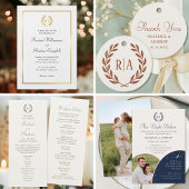Elegante Monogram Hochzeitscreme Platzkarte