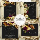 Elegant Moody Jewel Vintag Floral Wedding Einladung