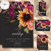 Elegant Moody Vibranly Sunset Floral No Dinner RSVP Karte
