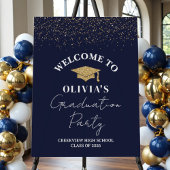 Elegant Navy Blue Class Of 2026 Graduation Serviette