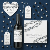 Elegant Navy Blue Pearl Watercolor Modern Wedding Runder Aufkleber