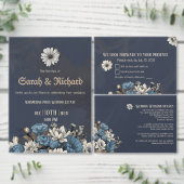 Moody Blue Floral Custom Foto Wedding Einladung (Personalisiere diese Kollektion eines unabhängigen Creators.)