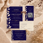 Elegante Navy-Botanik-Rand-Hochzeit Save The Date
