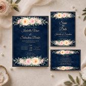 Elegante Navy-Blumenhochzeit Save The Date