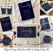 Elegant Seventy Birthday Paper Cup Navy Gold Pappbecher