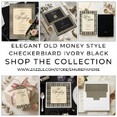 Elegantes Monogramm Schwarz Creme Schachbrettmuste Serviette