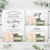 Elegantes Ivory Peach Rose Budget Wedding Menu (Personalisiere diese Kollektion eines unabhängigen Creators.)