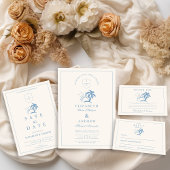 Elegante Palm Tree Hand Drawn Wedding Einladung