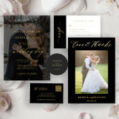 Elegante goldene Hochzeitfolie All-in-One-Einladung