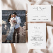 Elegant Photo QR Code Modern Wedding All In One Einladung