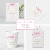 Pastel Pink Bow & Elegante Gold Script Geburtstag Pappteller