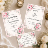 Romantische rosa Blumen Save The Date