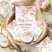 Elegantes rosa Magnolia Blume Muster Wasserfarbe Geschenkpapier