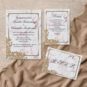 Website für Hochzeiten von Gold Lace und Perlen Begleitkarte (Personalisiere diese Kollektion eines unabhängigen Creators.)